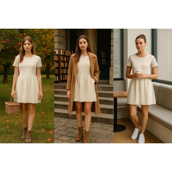 H&M Women’s Lace Mini Dress S – Cottagecore Clean Girl Light Academia Fall Fit - Picture 1 of 8